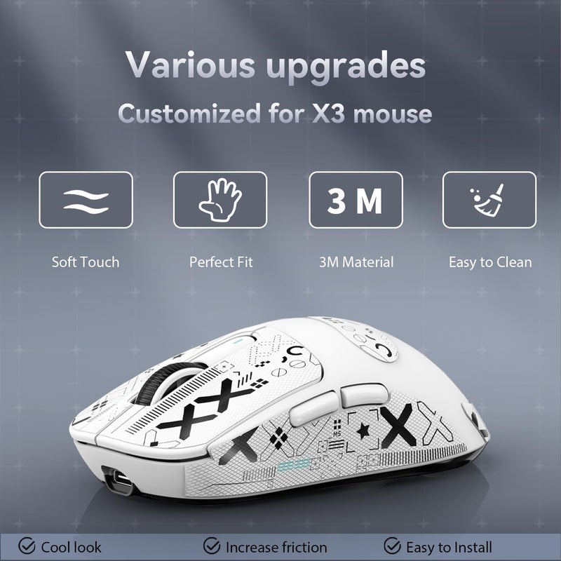 MANBASNAKE Mouse Anti Slip Grip Tape, Pre-Cut Universal Griptape for Superlight Wireless Gaming Mouse Skins, Sweat Resistant, Elastics Refined Side Grips, Easy to Apply, Ultra-thin 0.5mm (0.02in) - White - Image 4